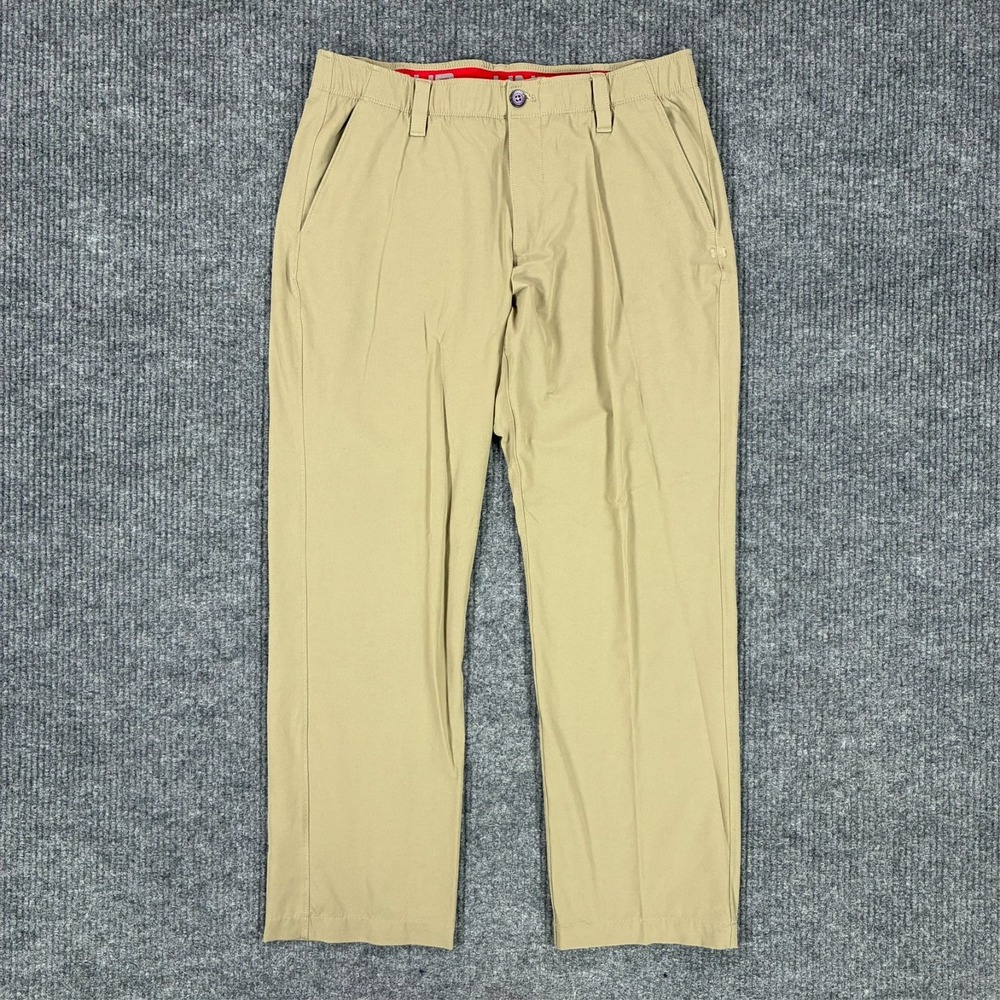 Under Armour Mens 36x30 Khaki Golf Pants Loose Fit Performance Stretch Casual